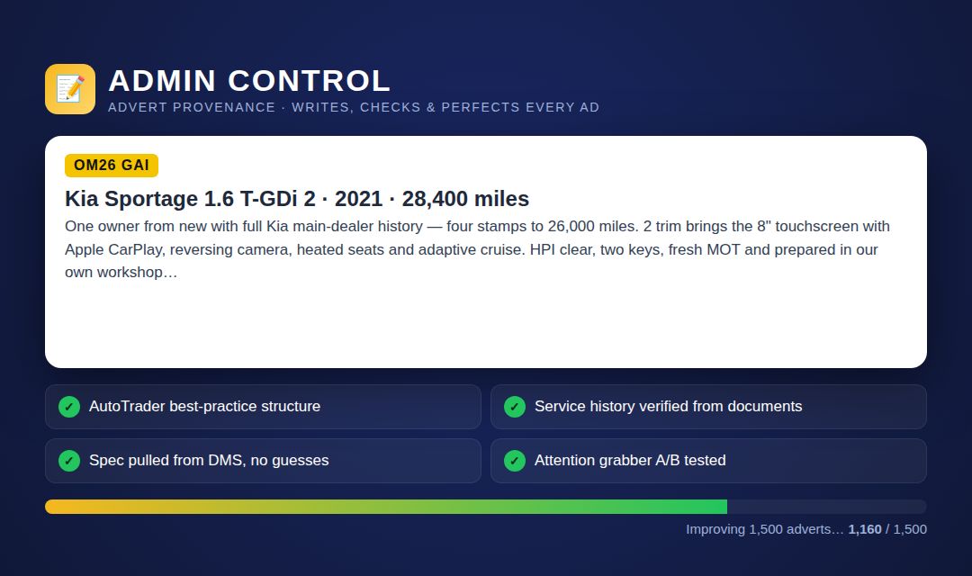 Admin Control — example screen